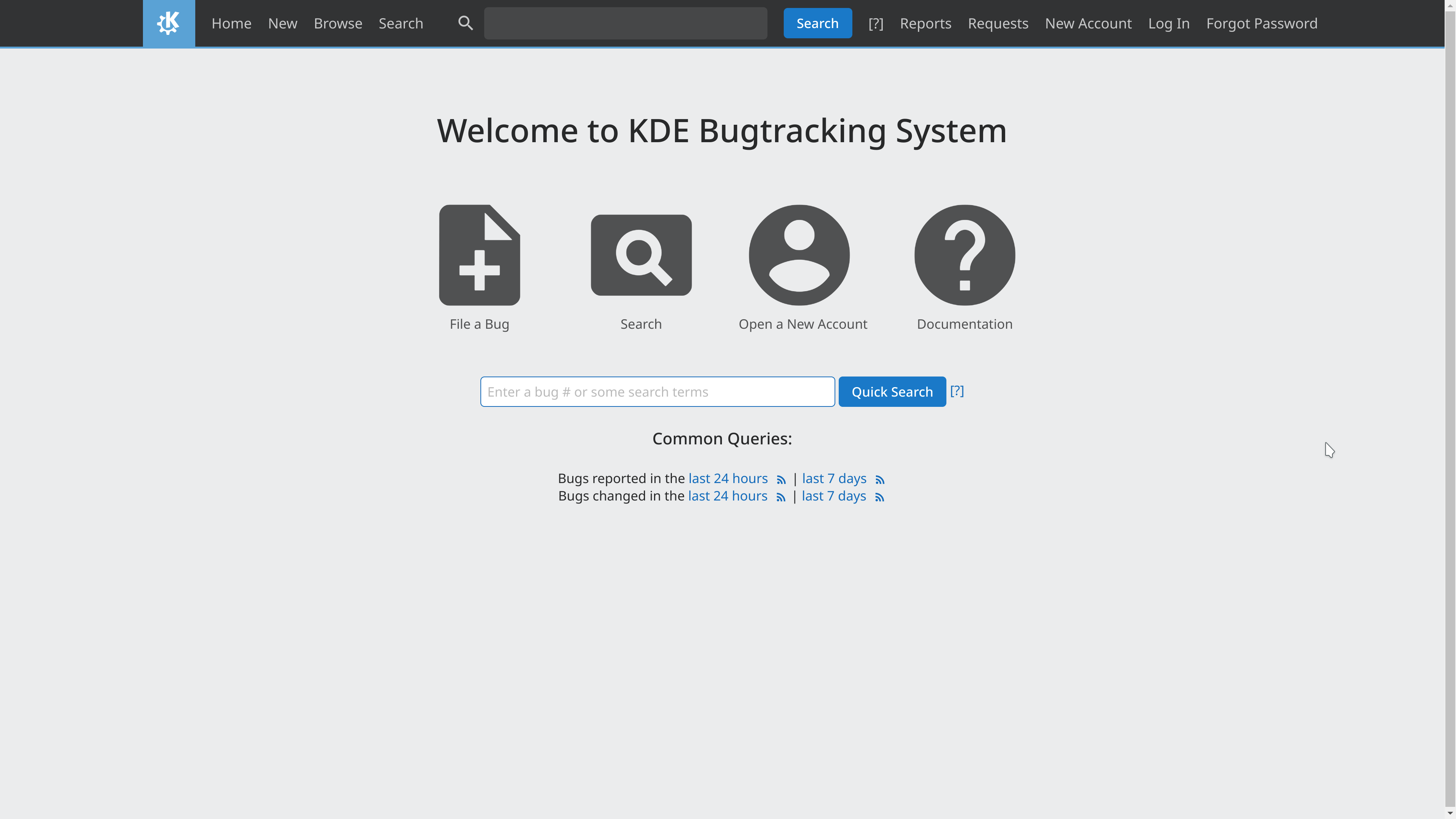 KDE bug tracker with the fixed Breeze theme